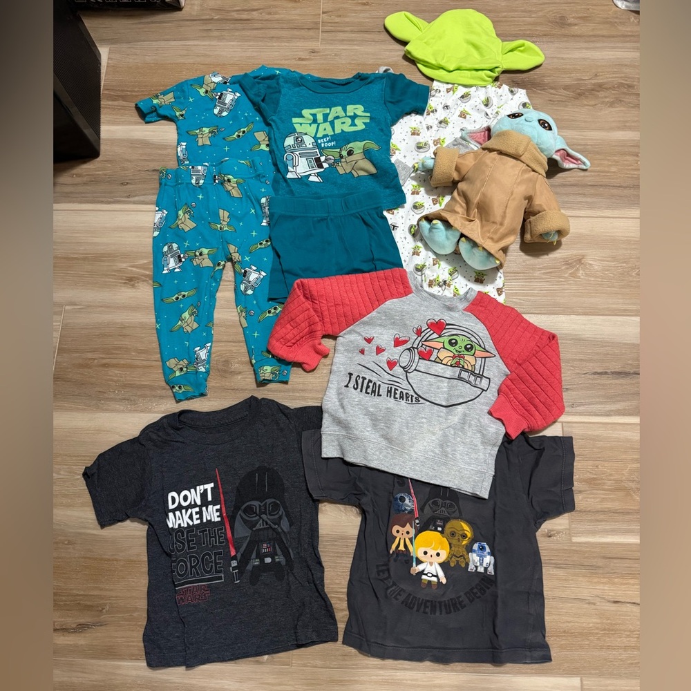 10pc Toddler Star Wars Grogu Pajama Sweatshirt & Plush Bundle Lot 18M-2T